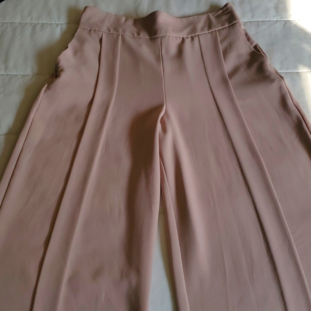 Zara Basic Beige Wide Leg Pants Size XS - Picture 3 of 12